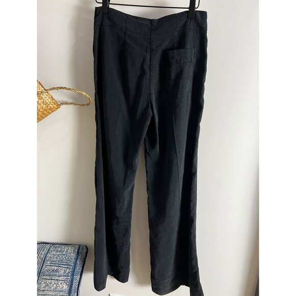 HANNES ROETHER Linen Silk Wide Leg Pants Sz XS 2 Black Minimal Capsule Sustainab - Picture 5 of 10